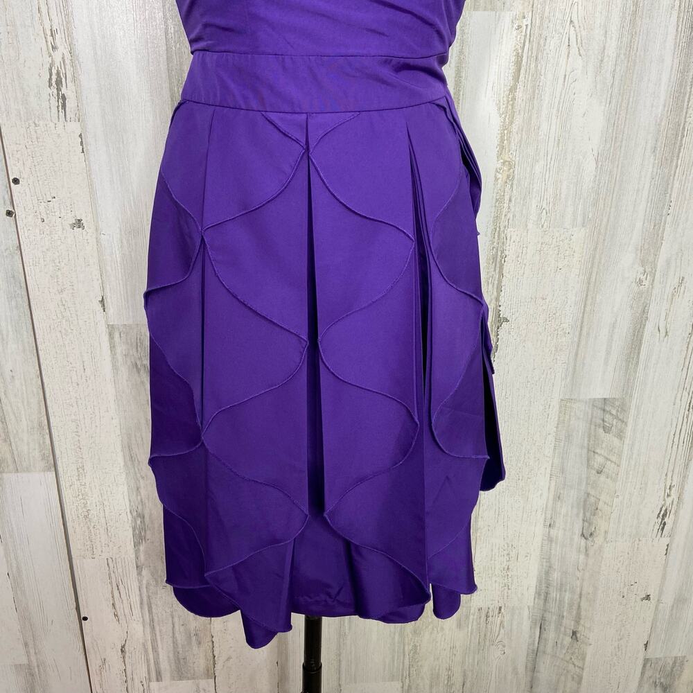 REISS Tiered Strapless Cocktail Dress Purple Ruffle Party Wedding Guest Size 2 - Picture 3 of 9